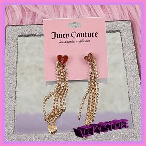 NWT {Juicy Couture} Red Heart Bling Earrings: Vibrant Glamour in Every Swing NWT